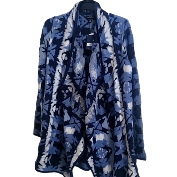 NEW! LUCKY BRAND Geo Drape Open Front Cardigan Sweater Small. - Picture 3 of 7